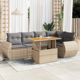 Garden sofa set with 6-piece synthetic rattan