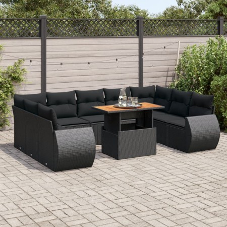 Garden sofa set with 10 pieces of black synthetic rattan and cushions. | Foro24|Onlineshop| Casa, Jardín y Más Foro24.es