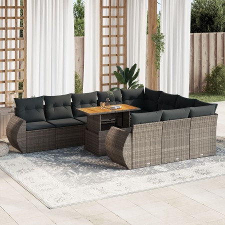 Garden sofa set 11 pieces and gray synthetic rattan cushions | Foro24|Onlineshop| Casa, Jardín y Más Foro24.es