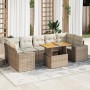 Garden sofa set with 8 pieces of synthetic beige rattan and cushions. by , Garden sets - Ref: Foro24-3327348, Price: 680,36 €...