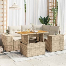 Gartensofa-Set mit 5-teiligen Kissen aus synthetischem Rattan in Beige. von , Gartensets - Ref: Foro24-3327369, Preis: 499,71...