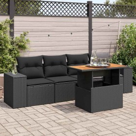 5-piece garden furniture set with black synthetic