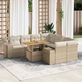 Garden sofa set with 9-piece synthetic rattan beige cushions. by , Garden sets - Ref: Foro24-3327355, Price: 910,95 €, Discou...