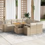 Gartensofa-Set mit 9-teiligen Kissen aus synthetischem Rattan in Beige. von , Gartensets - Ref: Foro24-3327355, Preis: 910,95...