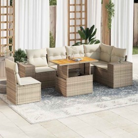 Set sofás de jardín 7 piezas y cojines ratán sintético beige de , Conjuntos de jardín - Ref: Foro24-3327383, Precio: 695,44 €...