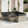 Gartensofagarnitur mit 9-teiligen Kissen aus grauem Kunststoff-Rattan | Foro24|Onlineshop| Casa, Jardín y Más Foro24.es