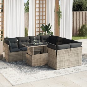 Garden sofa set with 9-piece synthetic rattan