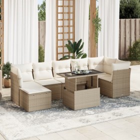 Garden sofa set with 8 pieces of synthetic beige