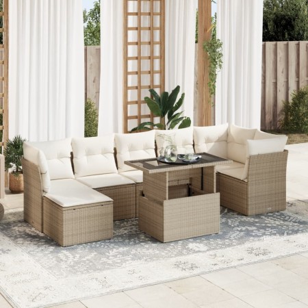 Garden sofa set with 8 pieces of synthetic beige rattan and cushions. | Foro24|Onlineshop| Casa, Jardín y Más Foro24.es