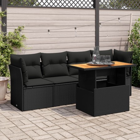 Gartenmöbel-Set 5-teilig mit schwarzen Polstern aus synthetischem Rattan von , Gartensets - Ref: Foro24-3326876, Preis: 387,8...