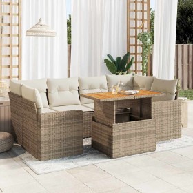 Garden set with 7 pieces of sofas and beige synthetic rattan cushions. by , Garden sets - Ref: Foro24-3327005, Price: 606,43 ...