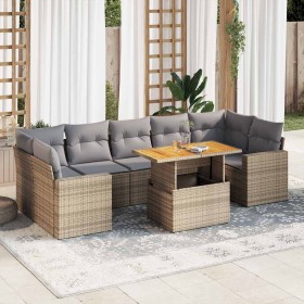 Garden sofa set with 8 pieces of synthetic beige