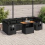 Garden sofa set with 8 pieces of black synthetic rattan and cushions. by , Garden sets - Ref: Foro24-3327121, Price: 649,03 €...