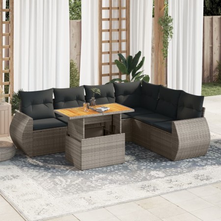 7-piece garden sofa set with gray synthetic rattan cushions | Foro24|Onlineshop| Casa, Jardín y Más Foro24.es