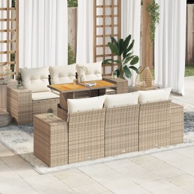 Gartensofagarnitur 7-teilig mit Kissen aus synthetischem Rattan in Beige. von , Gartensets - Ref: Foro24-3327334, Preis: 708,...