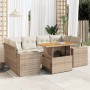 Garden set with 7 pieces of sofas and beige synthetic rattan cushions. by , Garden sets - Ref: Foro24-3327341, Price: 641,68 ...