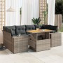 Gartensofagarnitur 7-teilig mit grauen Polstern aus synthetischem Rattan | Foro24|Onlineshop| Casa, Jardín y Más Foro24.es