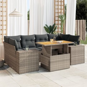 7-piece garden sofa set with gray synthetic