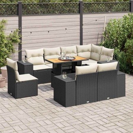 Garden sofa set with 9-piece black synthetic rattan cushions | Foro24|Onlineshop| Casa, Jardín y Más Foro24.es