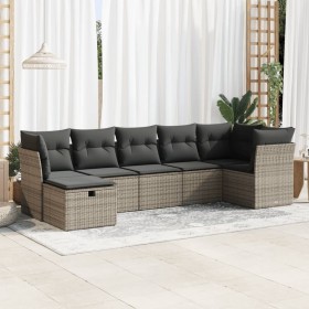 7-piece garden sofa set with gray synthetic