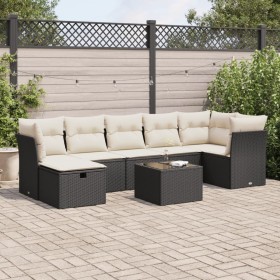 Garden sofa set with 8 pieces of black synthetic