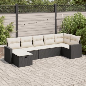 7-piece garden sofa set with black synthetic