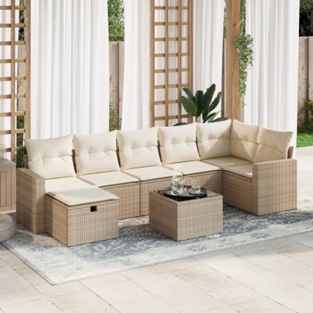 Garden sofa set with 8 pieces of synthetic beige rattan and cushions. | Foro24|Onlineshop| Casa, Jardín y Más Foro24.es