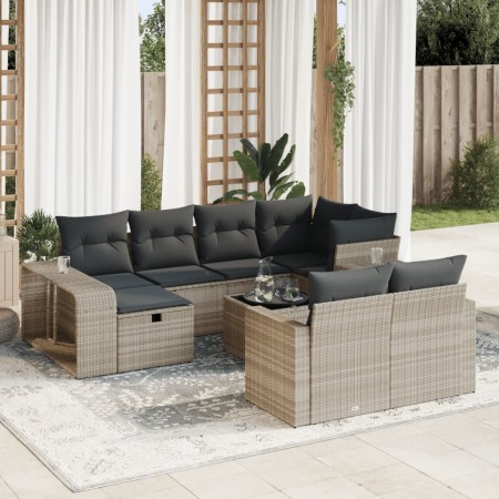 Garden sofa set 11 pieces and gray synthetic rattan cushions | Foro24|Onlineshop| Casa, Jardín y Más Foro24.es