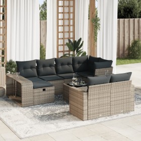 Garden sofa set 11 pieces and gray synthetic