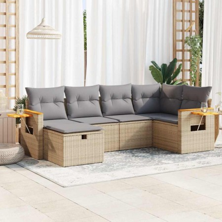 Garden sofa set with 6-piece synthetic rattan beige cushions | Foro24|Onlineshop| Casa, Jardín y Más Foro24.es