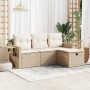 Gartensitzgruppe mit 4-teiligen Sofas und Kissen aus synthetischem Rattan in Beige. | Foro24|Onlineshop| Casa, Jardín y Más Foro24.es