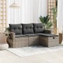 Garden sofa set 4 pieces with gray synthetic rattan cushions | Foro24|Onlineshop| Casa, Jardín y Más Foro24.es