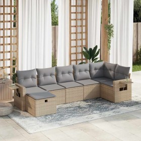 Garden set with 7 pieces of sofas and beige