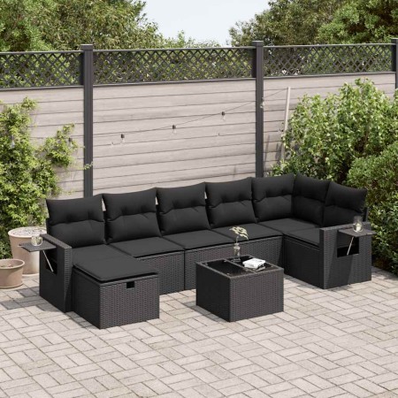 Garden sofa set with 8 pieces of black synthetic rattan and cushions. | Foro24|Onlineshop| Casa, Jardín y Más Foro24.es