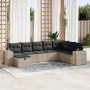 Gartensofa-Set, 8-teilig, mit grauen Kissen aus synthetischem Rattan | Foro24|Onlineshop| Casa, Jardín y Más Foro24.es