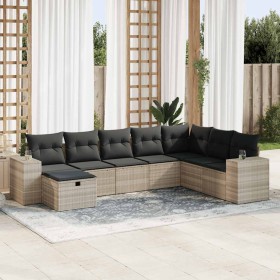 Garden sofa set 8 pieces and gray synthetic