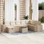 Gartensofa-Set mit 9-teiligen Kissen aus synthetischem Rattan in Beige. | Foro24|Onlineshop| Casa, Jardín y Más Foro24.es