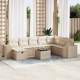 Garden sofa set with 9-piece synthetic rattan