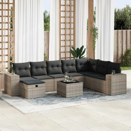 Set de sofás de jardín con cojines 9 pzas ratán sintético gris | Foro24|Onlineshop| Casa, Jardín y Más Foro24.es