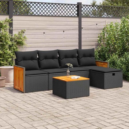 6-piece garden sofa set with black synthetic rattan cushions | Foro24|Onlineshop| Casa, Jardín y Más Foro24.es