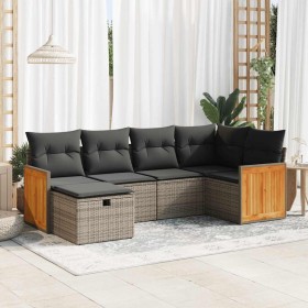 6-piece garden furniture set with gray synthetic