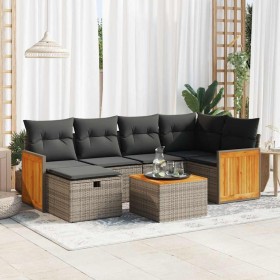 7-piece garden sofa set with gray synthetic