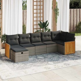 7-piece garden sofa set with gray synthetic