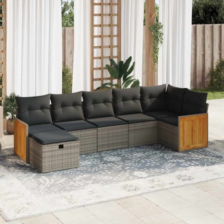 7-piece garden sofa set with gray synthetic rattan cushions | Foro24|Onlineshop| Casa, Jardín y Más Foro24.es