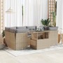 Garden set with 7 pieces of sofas and beige synthetic rattan cushions. | Foro24|Onlineshop| Casa, Jardín y Más Foro24.es