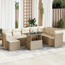 Garden sofa set with 9-piece synthetic rattan