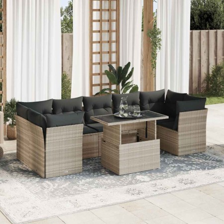 Set of 10-piece garden sofas with light gray synthetic rattan cushions | Foro24|Onlineshop| Casa, Jardín y Más Foro24.es