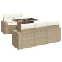 Gartensofa-Set mit 6-teiligen Kissen aus synthetischem Rattan in Beige. | Foro24|Onlineshop| Casa, Jardín y Más Foro24.es