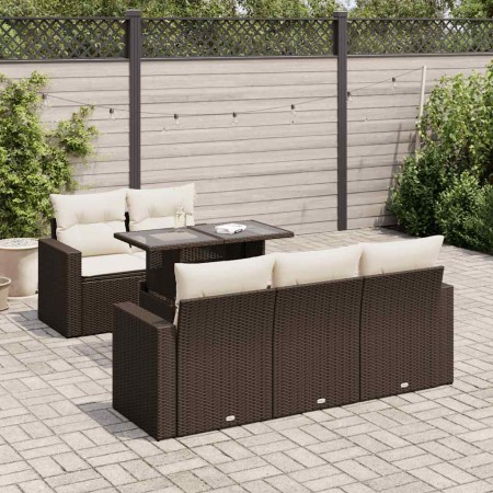 Set of 6 garden sofas and brown synthetic rattan cushions | Foro24|Onlineshop| Casa, Jardín y Más Foro24.es