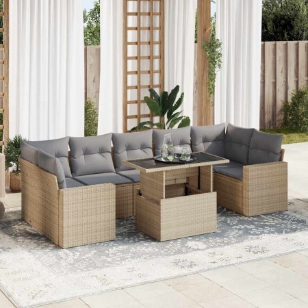 Garden sofa set with 8 pieces of synthetic beige rattan and cushions. | Foro24|Onlineshop| Casa, Jardín y Más Foro24.es